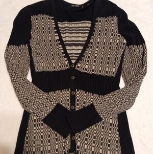 Nic+Zoey Black and Beige Checkered Cardigan Retails For 188.00 XS